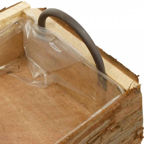 Holzkiste zum Bepflanzen, Pflanztopf mit Griffen, Blumenkasten mit Rinde 45,5cm