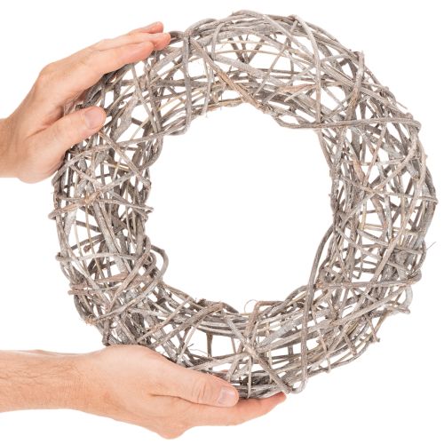 Holzkranz Dekokranz Ø30cm Weiß Natur Holz Metall | Floristik21.de