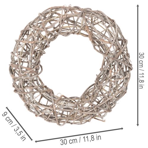 Holzkranz Dekokranz Ø30cm Weiß Natur Holz Metall | Floristik21.de