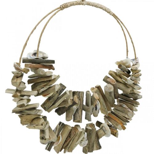 Floristik21 Maritime Treibholz Deko für die Wand mit Muscheln Natur Ø38cm