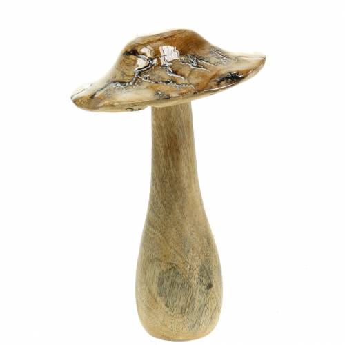 Floristik21 Holzpilz glasiert Natur/Weiß H20cm