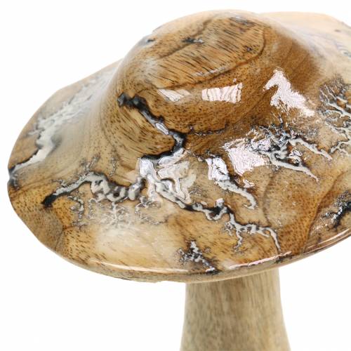 Floristik21 Holzpilz glasiert Natur/Weiß H20cm