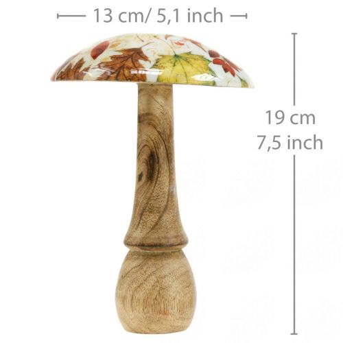 Holzpilz Deko Herbstlaub Weiß, Bunt Herbstdeko Ø13cm H19cm