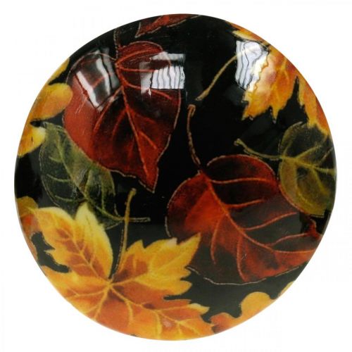Floristik21 Holzpilz Deko Buntes Laub Herbstdeko Schwarz, Bunt Ø13cm H19cm