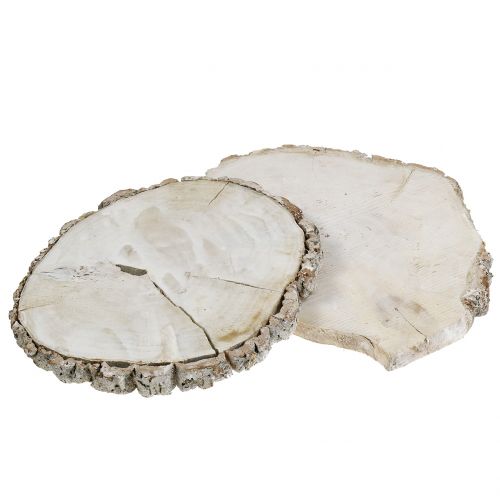 Floristik21 Holzscheibe Weiß gewaschen 13cm - 15cm 2St