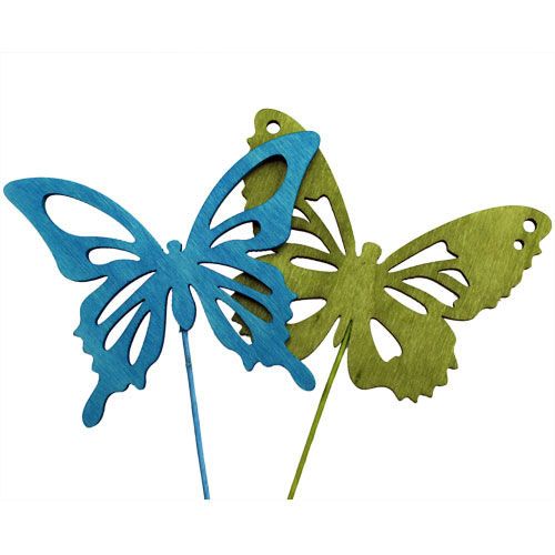Artikel Holzschmetterling mit Draht bunt sort. 8cmx6cm L28cm 18 St