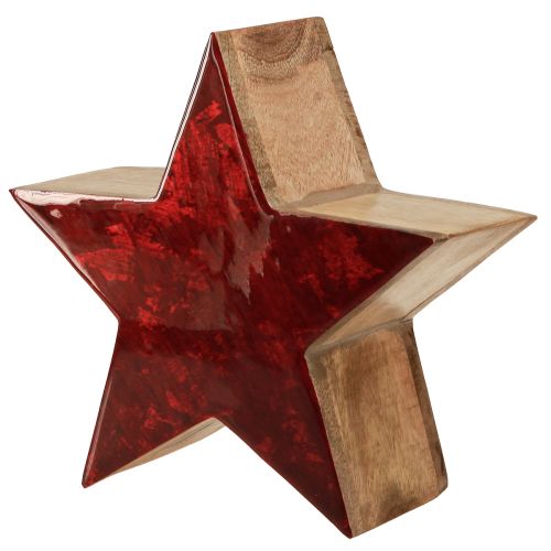 Artikel Mangoholz Stern Rot Natur 24x10cm - Vielseitige Deko für Tisch und Raum