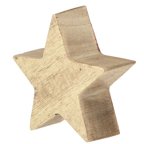 Floristik21 Holzstern Rot Natur Stern Mangoholz Tischdeko Ø10cm 3 St