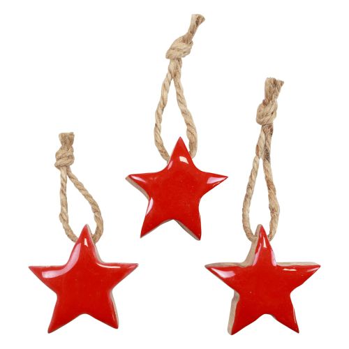 Floristik21 Holzstern Christbaumschmuck Rot, Natur Dekosterne 5cm 24St