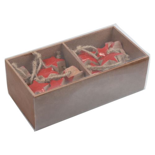 Floristik21 Holzstern Christbaumschmuck Rot, Natur Dekosterne 5cm 24 St