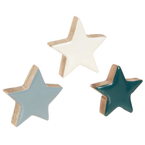 Großhandel Holzsterne Tischdeko Sterne Weiß Blau Türkis 5cm 12 St - Perfekt für Hotel Dekoration