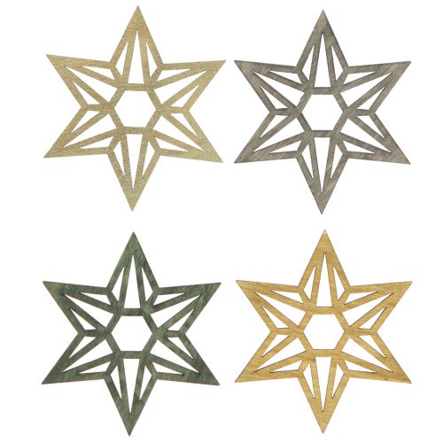 Artikel Charmante Holzsterne in Grün 8cm - Vielseitig verwendbare Weihnachtsdeko, 16er-Set für festlichen Flair