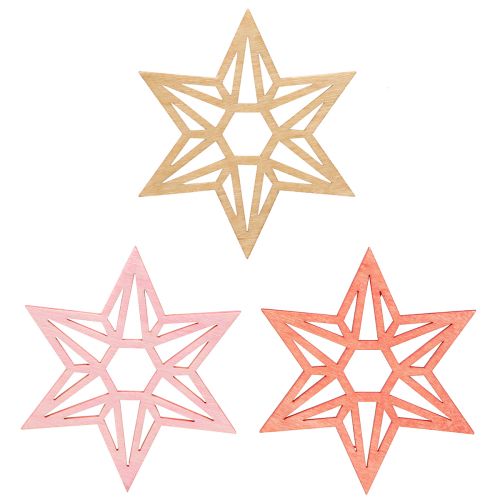 Artikel 8cm Holzsterne in Orange und Rosa - Vielseitige Weihnachtsdeko für Tisch & Geschenke, Set mit 16 Stück