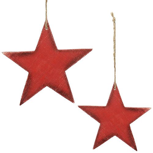 Floristik21 Holzsterne zum Hängen 16,5cm/20cm Rot 6 St