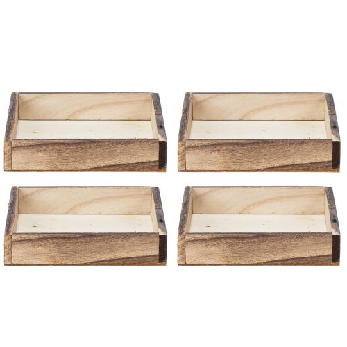 Artikel Quadratische Holztabletts Natur 15x15 cm im 4er-Set für vielseitige Deko-Ideen