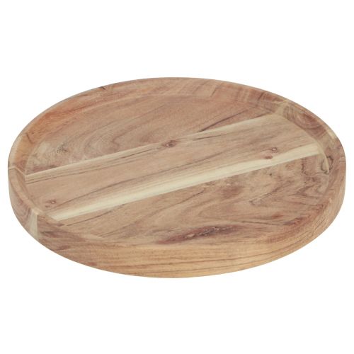 Floristik21 Holztablett rund aus Akazienholz, Serviertablett Natur, Schneidbrett, Ø25cm