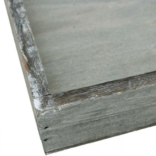 Artikel Tablett Holz eckig Grau Weiß gewaschen Deko-Tablett 19×19cm 2er Set – Shabby Chic Holztablett