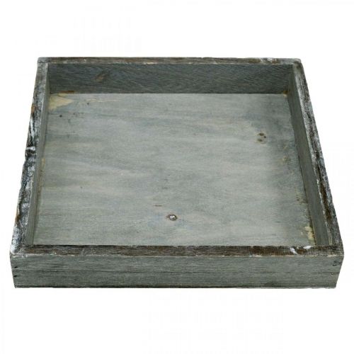 Artikel Tablett Holz eckig Grau Weiß gewaschen Deko-Tablett 19×19cm 2er Set – Shabby Chic Holztablett