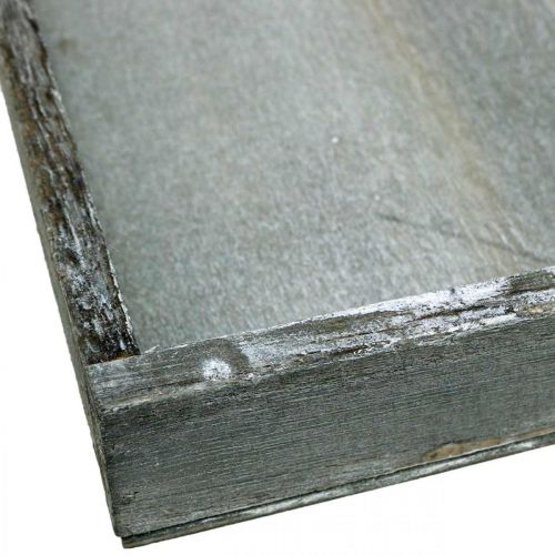 Artikel Tablett Holz eckig Grau Weiß 2St – Shabby Chic Deko für Floristen