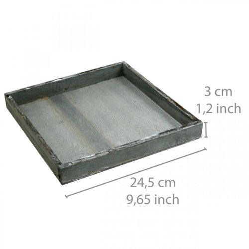 Artikel Tablett Holz eckig Grau, Weiß Tischdeko Shabby Chic 24,5×24,5cm