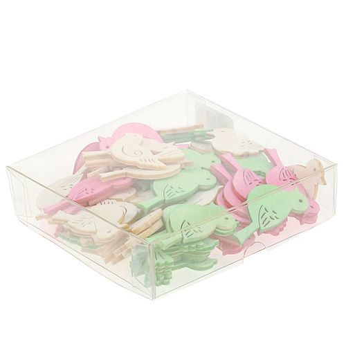 Floristik21 Holzvögel 4cm - 4,5cm Pastell sortiert 72 St