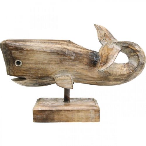 Floristik21 Wal Deko Holz Holzwal Maritime Dekoration Teak Natur 29cm