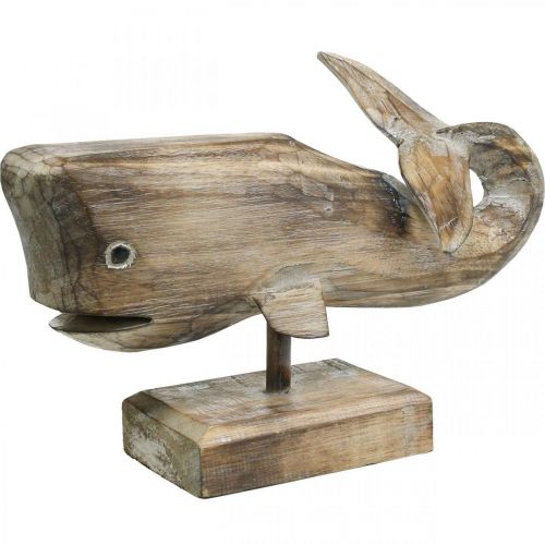 Floristik21 Wal Deko Holz Holzwal Maritime Dekoration Teak Natur 29cm