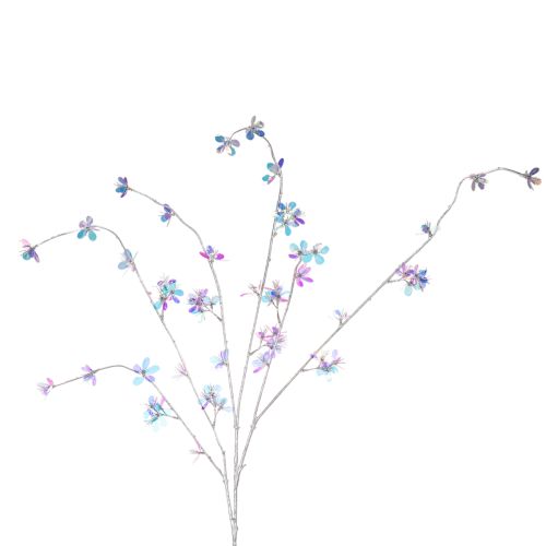 Blütenzweig künstlich 98cm mit irisierenden Blüten für Innendekoration