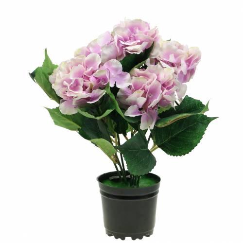 Floristik21 Seidenblumen Hortensie im Topf Fliederfarben 35cm