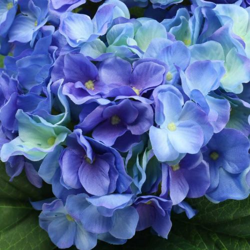 Floristik21 Hortensie Künstliche Blume Blau Seidenblumenstrauß 42cm