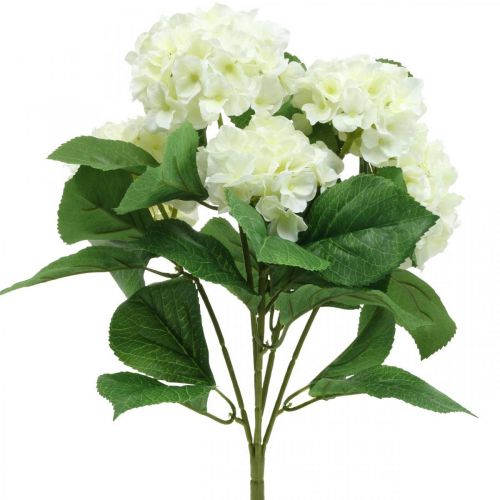 Floristik21 Hortensie künstlich Weiß Seidenblumen Strauß Sommerdeko 42cm