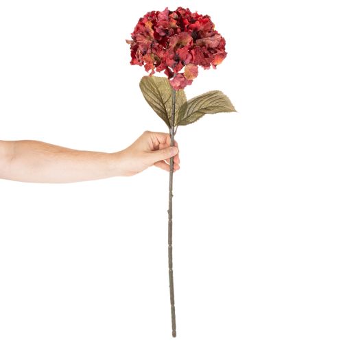 Künstliche Hortensie Blütenzweig 74cm Rot Kunstseide | Floristik21.de