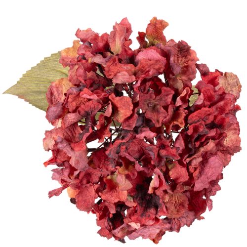 Künstliche Hortensie Blütenzweig 74cm Rot Kunstseide | Floristik21.de