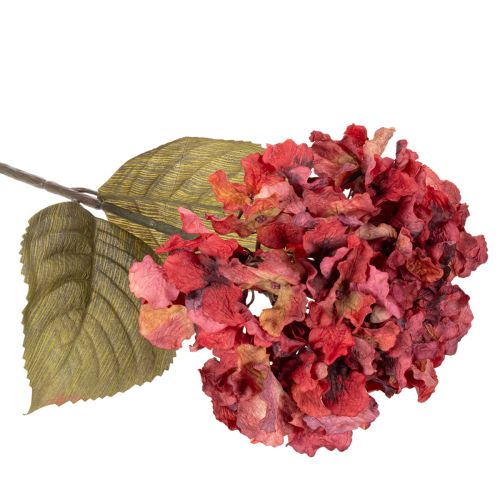 Künstliche Hortensie Blütenzweig 74cm Rot Kunstseide | Floristik21.de