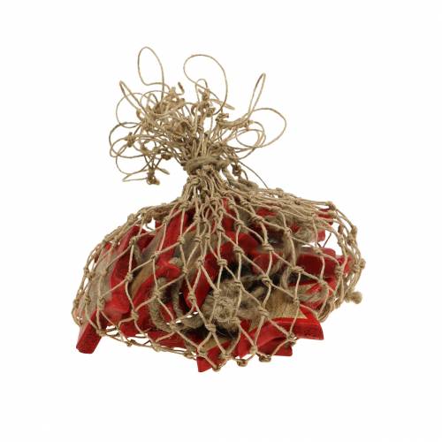 Floristik21 Weihnachtsdekoration Holzstern Natur/Rot 8cm 15St