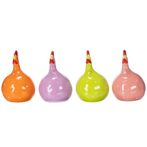 Artikel Keramik Hühner Dekofiguren 10,5 cm bunt im 4er-Set für Osterdekoration