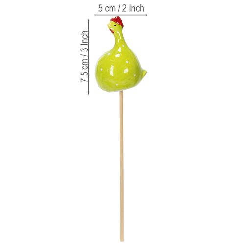 Artikel Hühnerstecker dekorativ aus Keramik in Frühlingsfarben für Blumenarrangements und Tischdekoration, 7,5 cm, 4er-Set