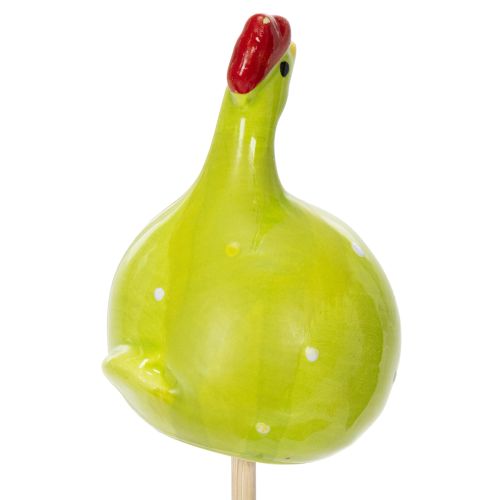 Artikel Hühnerstecker dekorativ aus Keramik in Frühlingsfarben für Blumenarrangements und Tischdekoration, 7,5 cm, 4er-Set