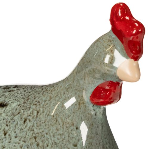 Artikel Keramik Deko Huhn Set 2-teilig 13cm grün rot für rustikale Einrichtung