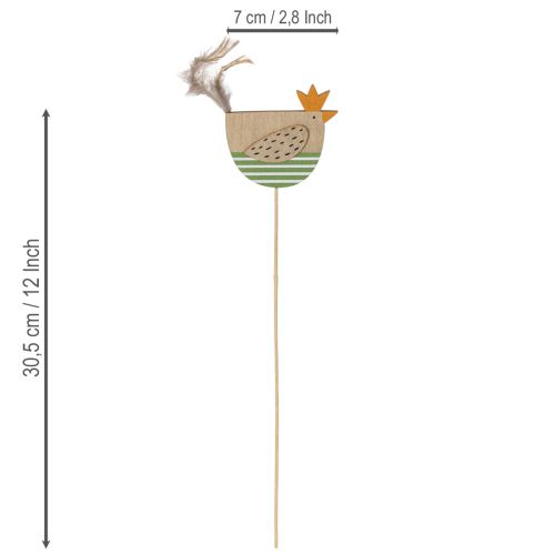 Artikel Hübsche Hühnerstecker aus Holz für Osterdeko und Frühlingsarrangements, 12-tlg. Set