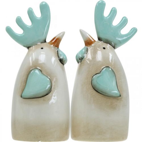 Artikel Keramik Hahn Küche Deko Huhn Weiß Blau Braun H14,5cm 2 St