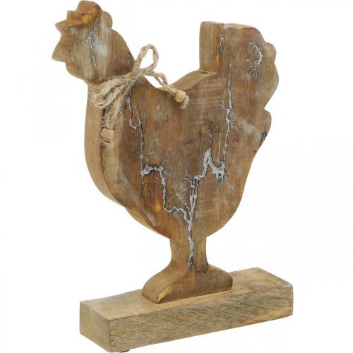 Floristik21 Huhn aus Holz, Frühlingsdeko, Osterfigur Natur, Weiß gewaschen H26cm