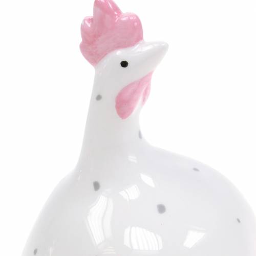 Floristik21 Osterdeko Huhn Weiß mit Punkten H11,5cm 4St