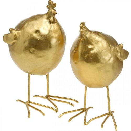 Floristik21 Goldenes Huhn Deko Küche Osterdeko H21,5cm 2St