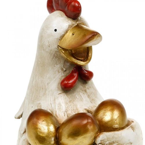 Floristik21 Osterhuhn, Deko-Henne, Huhn mit goldenen Eiern, Osterfigur H24cm