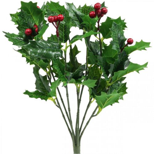 Floristik21 Weihnachtszweig Stechpalme Ilex künstlich Beeren 37cm