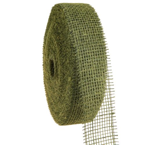 Floristik21 Juteband Gitterband Olivgrün 5cm 40m für Floristik & Deko
