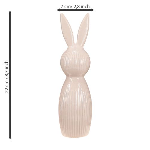Artikel Keramik Hase 22 cm rosa mit feiner Rillenstruktur als elegante Dekofigur