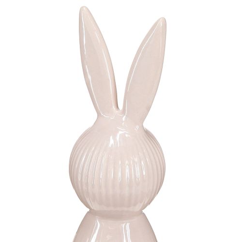 Artikel Keramik Hase 22 cm rosa mit feiner Rillenstruktur als elegante Dekofigur