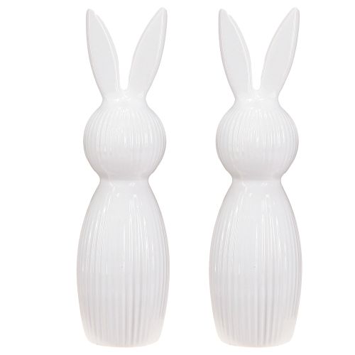 Artikel Elegante Keramik-Hasenfigur in Weiß, 22 cm, 2er-Set für Frühlings- und Osterdeko